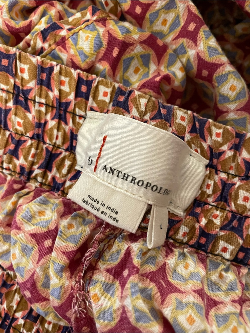 Anthropologie Doria Geometric Printed Wide-Leg Lounge Pants Large - Picture 9 of 9